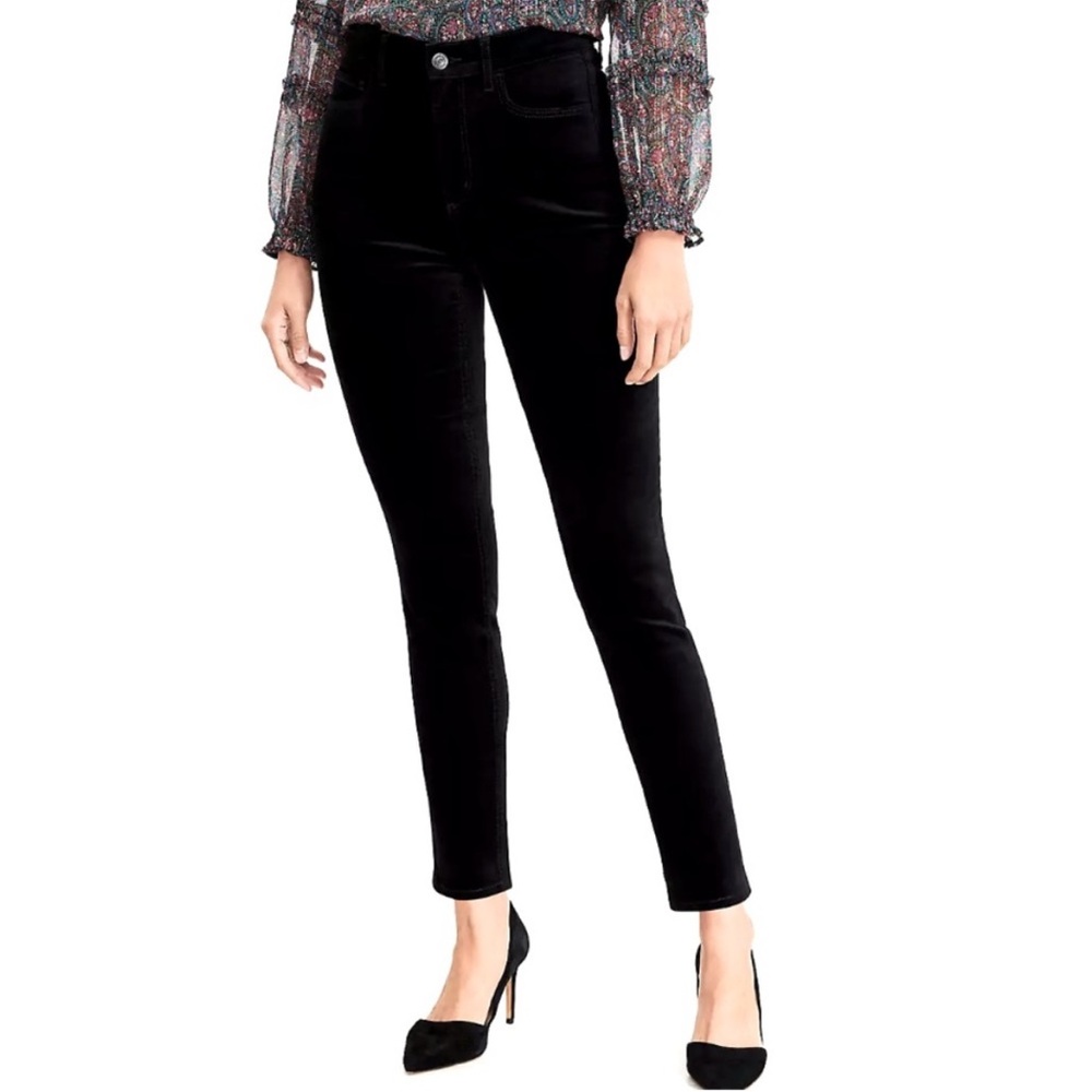 LOFT Black Suede Curvy Skinny Velvet Pants 27